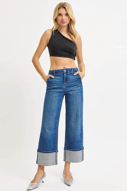 RISEN High Rise Ankle Wide Rhine Stone Cuffed Jeans Trendsi f4a2c67a063541f1ba3bc76841500c48-Max-Origin