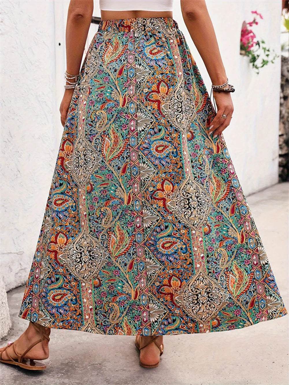 Slit Printed Elastic Waist Skirt Trendsi f4a7fd7f-c6ab-40cf-a7fe-1e289e603bbb-Max