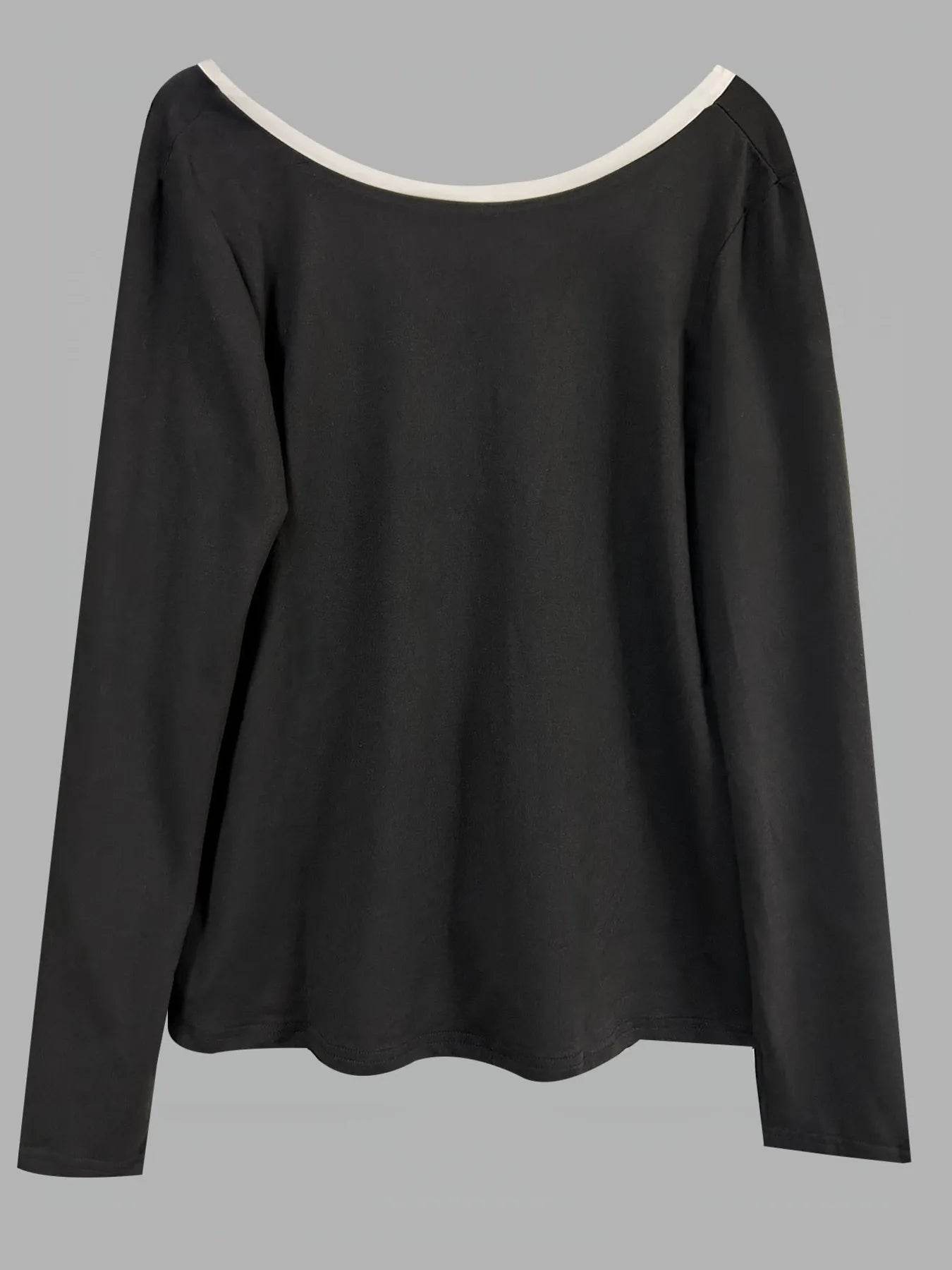 Long Sleeve Bow Tie Back T-Shirt Trendsi f4caf6260cb046c381bb93bba0f45d41-Max-Origin