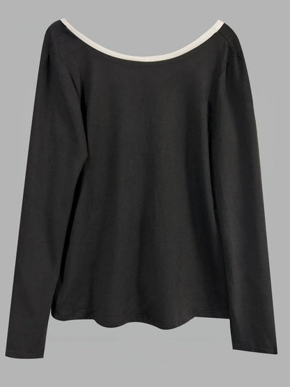 Long Sleeve Bow Tie Back T-Shirt Trendsi f4caf6260cb046c381bb93bba0f45d41-Max-Origin