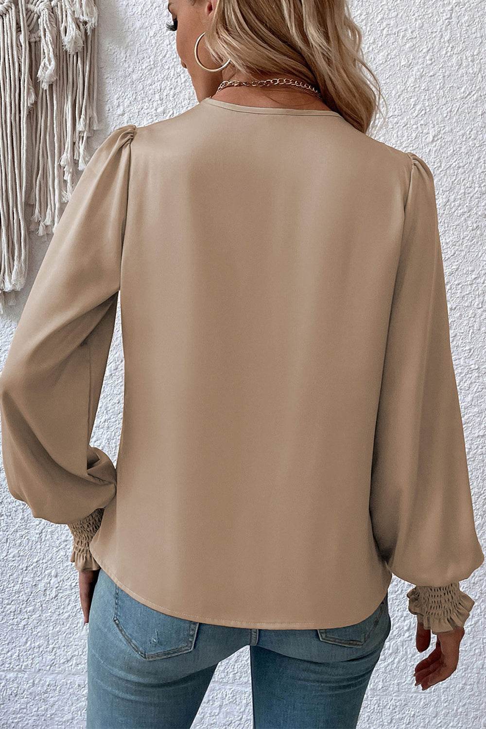 Surplice Neck Lantern Sleeve Blouse Trendsi f4dcee91848442a094ecf149734b82ee-Max