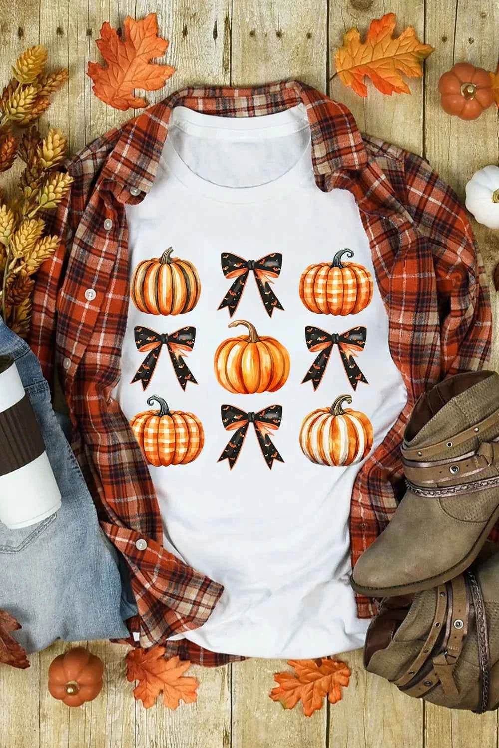Pumpkin Round Neck Short Sleeve T-Shirt Trendsi f4f8bc56-3a74-43d4-a134-3f3866d772b7-Max