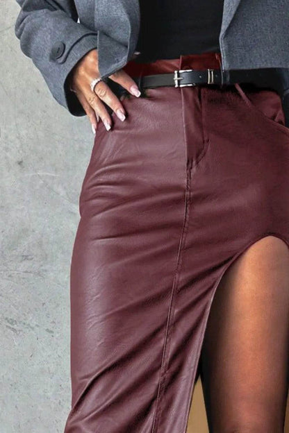 Slit Midi Skirt with Pockets Trendsi f5196e9a-ab9a-4419-ad31-5847dc9cb528-Max