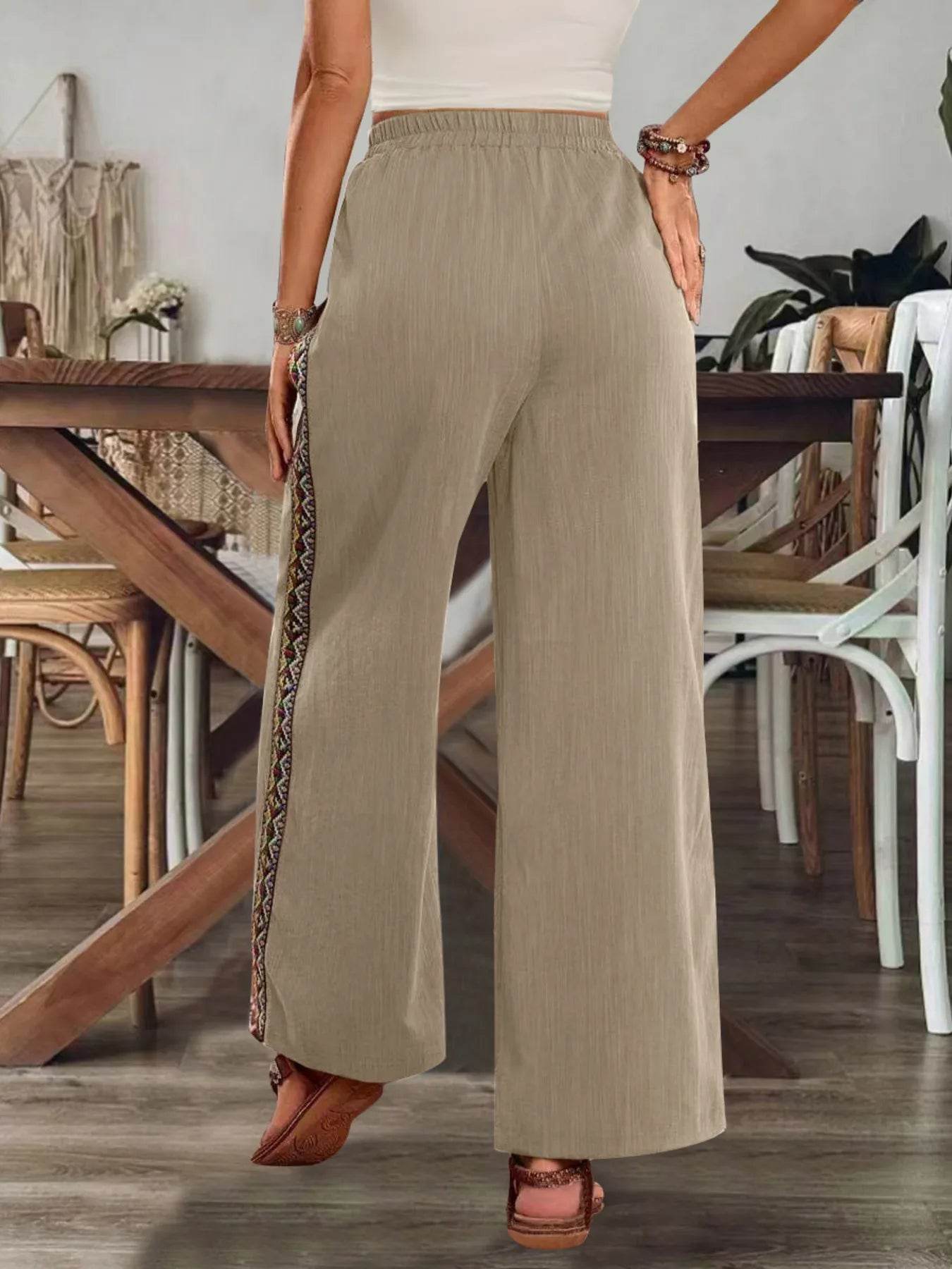 Bohemian Wide Leg Embroidered Side Stripe Pants Trendsi f581e2c45844404b85d181be297cc1eb-Max-Origin