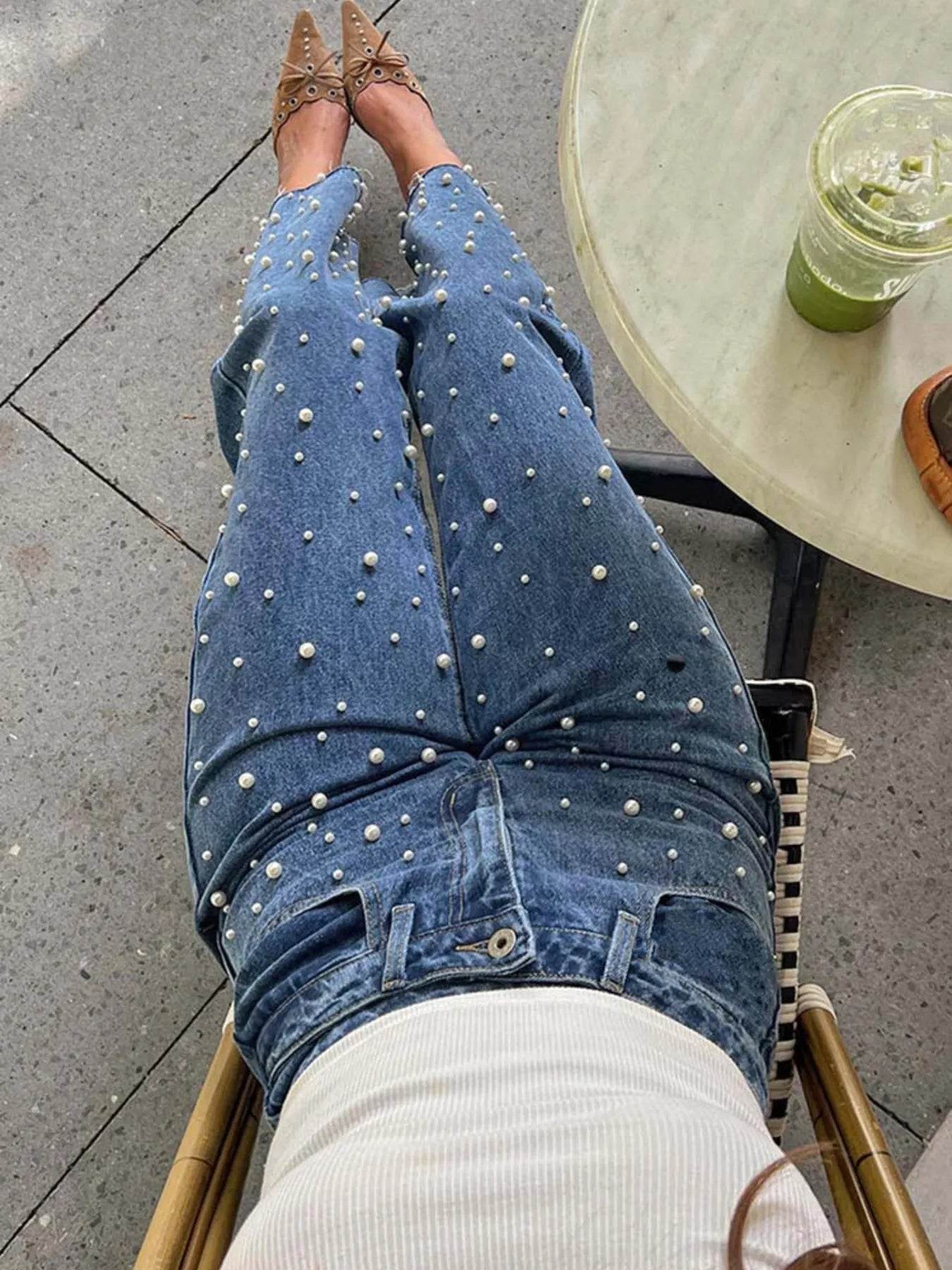 Pearl Embellished High Waist Straight Leg Jeans Trendsi f598cc4d969340a481b7c1ecba6988c3-Max-Origin