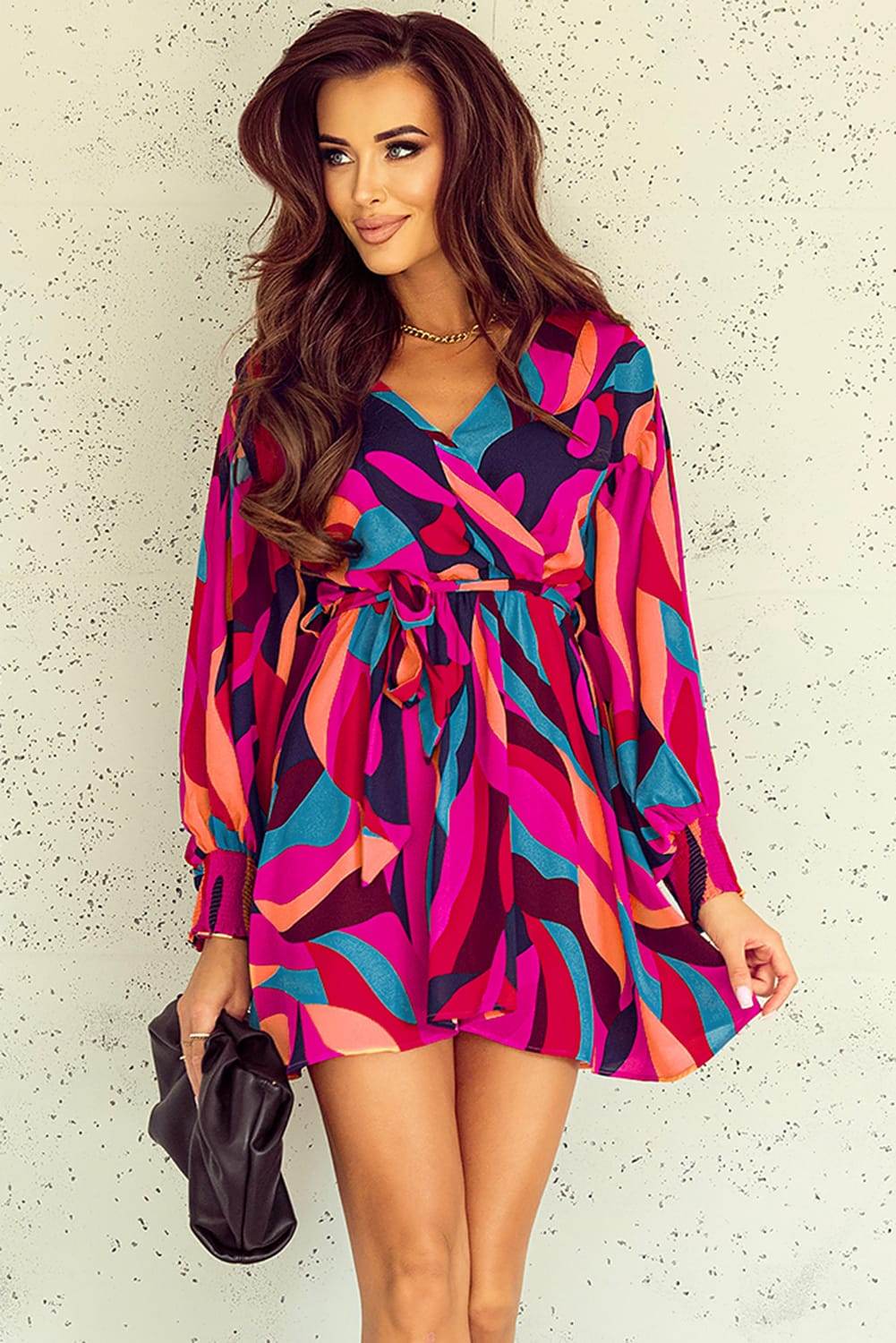 Printed Surplice Neck Tie Waist Dress Trendsi f5b6f01d94794112841ac3d2cadd2989-Max