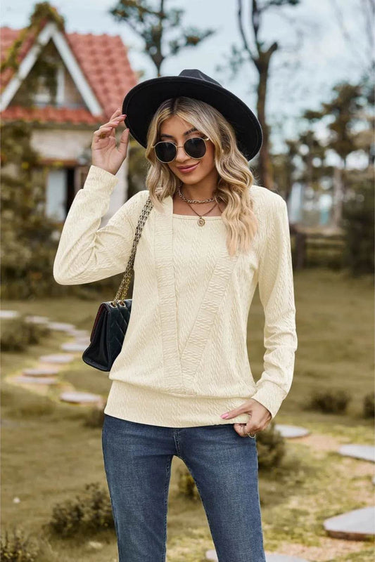 Square Neck Long Sleeve Blouse Trendsi f5d10dc0-4b4c-43ce-abd6-fe0ccd480da4-Max