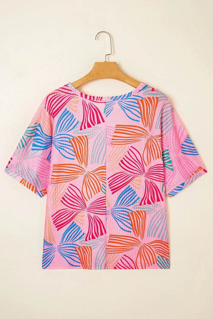 Printed Waffle Knit Oversized T-Shirt Trendsi f5e7d4b6-85d0-4136-83d6-3c757cb4f333-Max-Origin