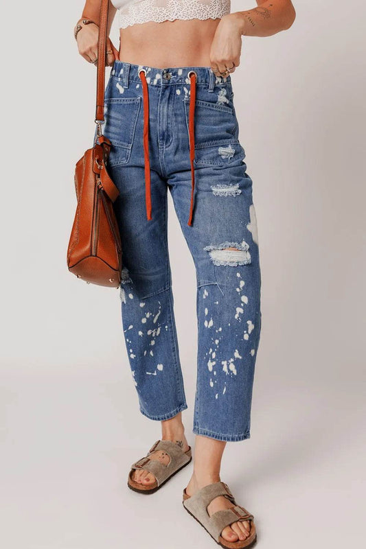 Distressed Splattering Paint Rope Waist Cropped Straight Jeans Medium Trendsi f5e86f90-5d5b-48aa-a766-9bfcf47e7fc2-Max