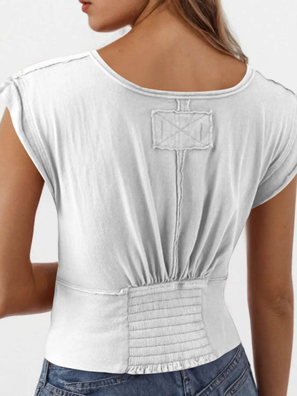 Deep V-Neck Cropped T-Shirt Trendsi f5f0fe6824fd4cfc8b05ebd6770207fa-Max-Origin