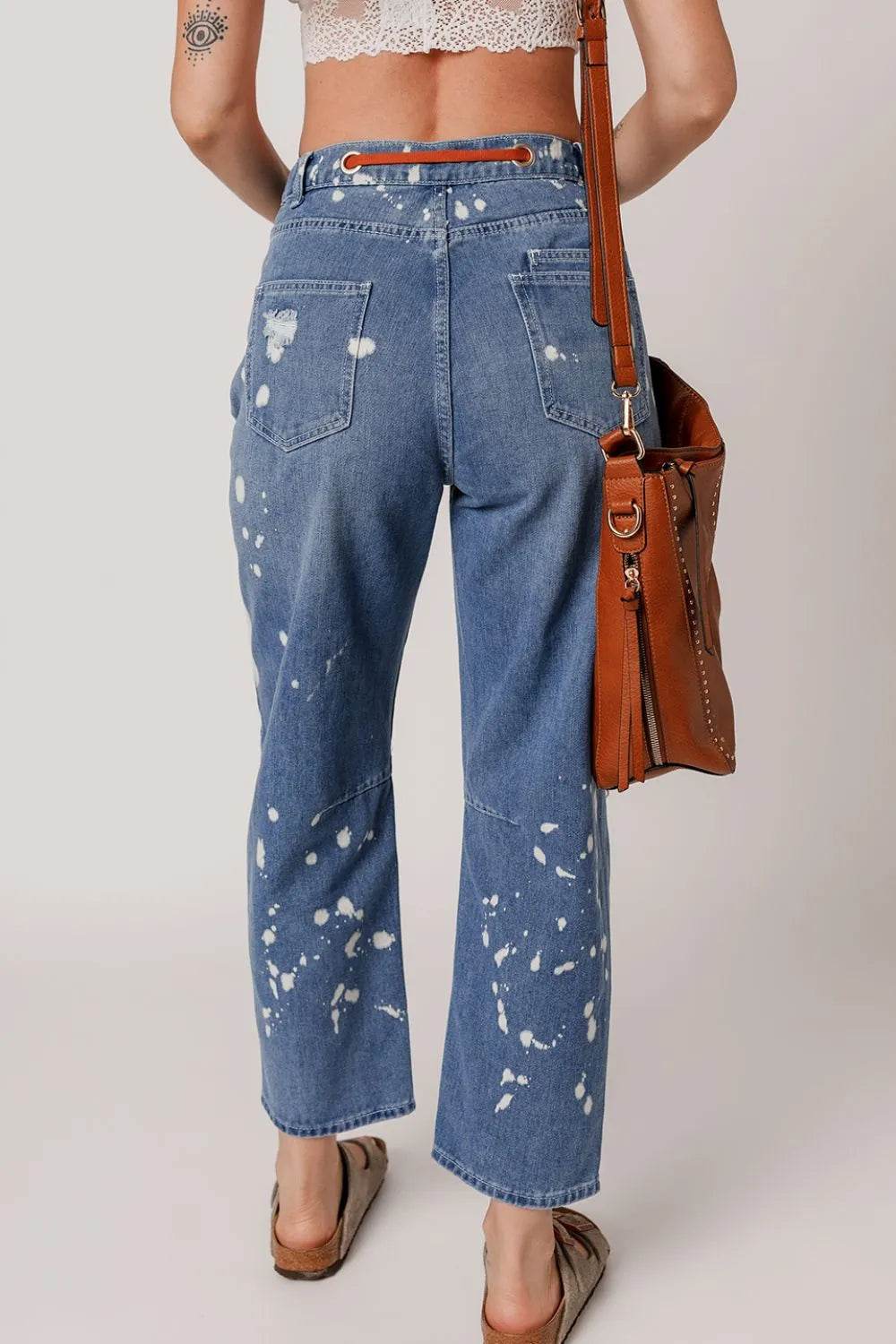 Distressed Splattering Paint Rope Waist Cropped Straight Jeans Trendsi f5f63b08-d55d-4dc2-a263-13ade5449255-Max