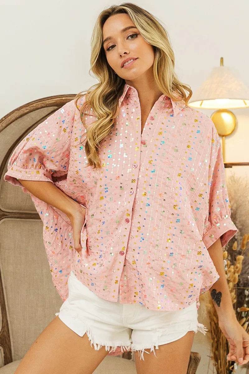 BiBi Sequin Striped Short Dolman Sleeve Blouse Trendsi f61185fda48044fa82cdff6f55089ded-Max-Origin