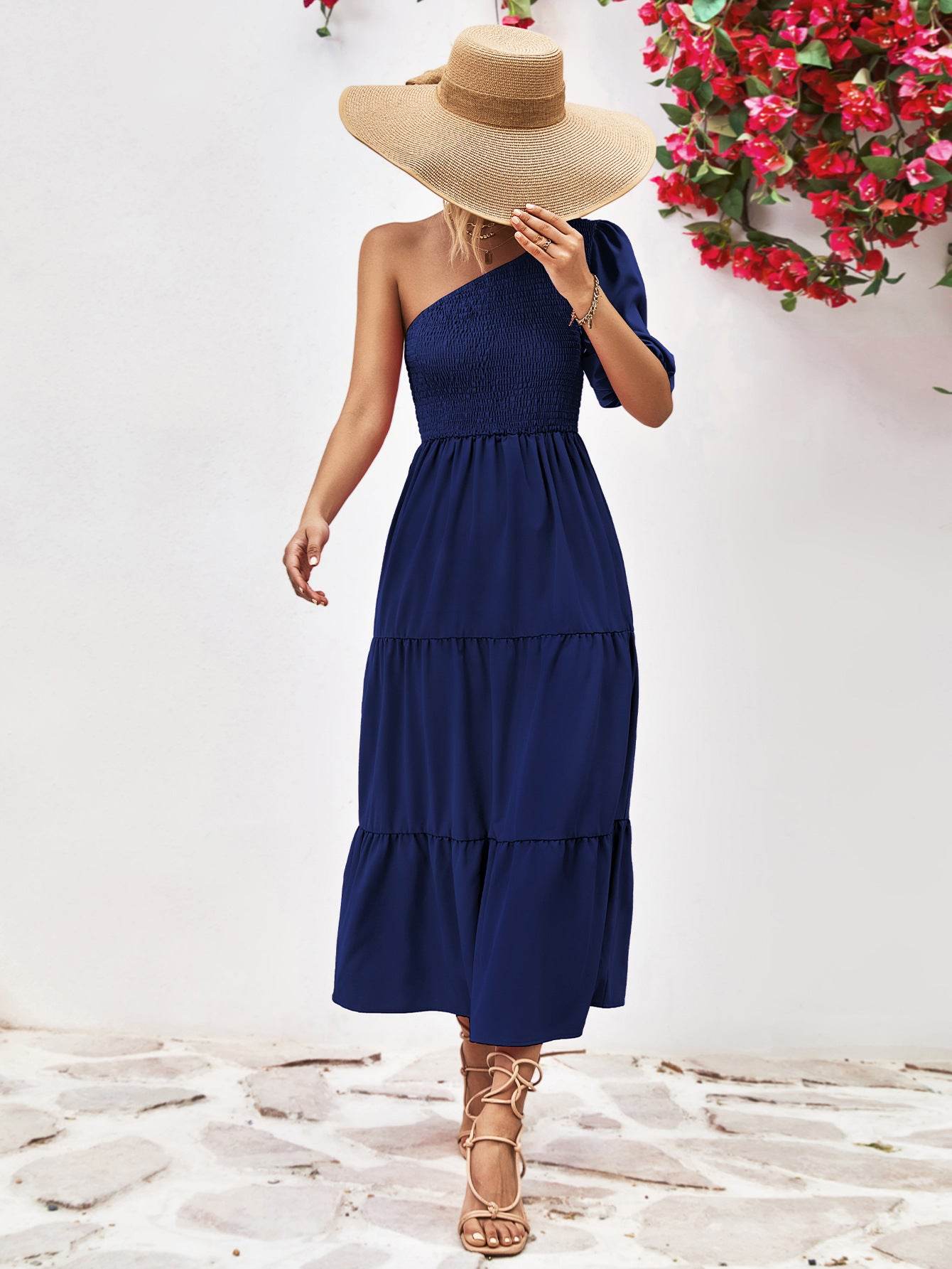 Smocked One-Shoulder Midi Dress Trendsi f64f1ac881784112a6e36745f6c37dd2-Max