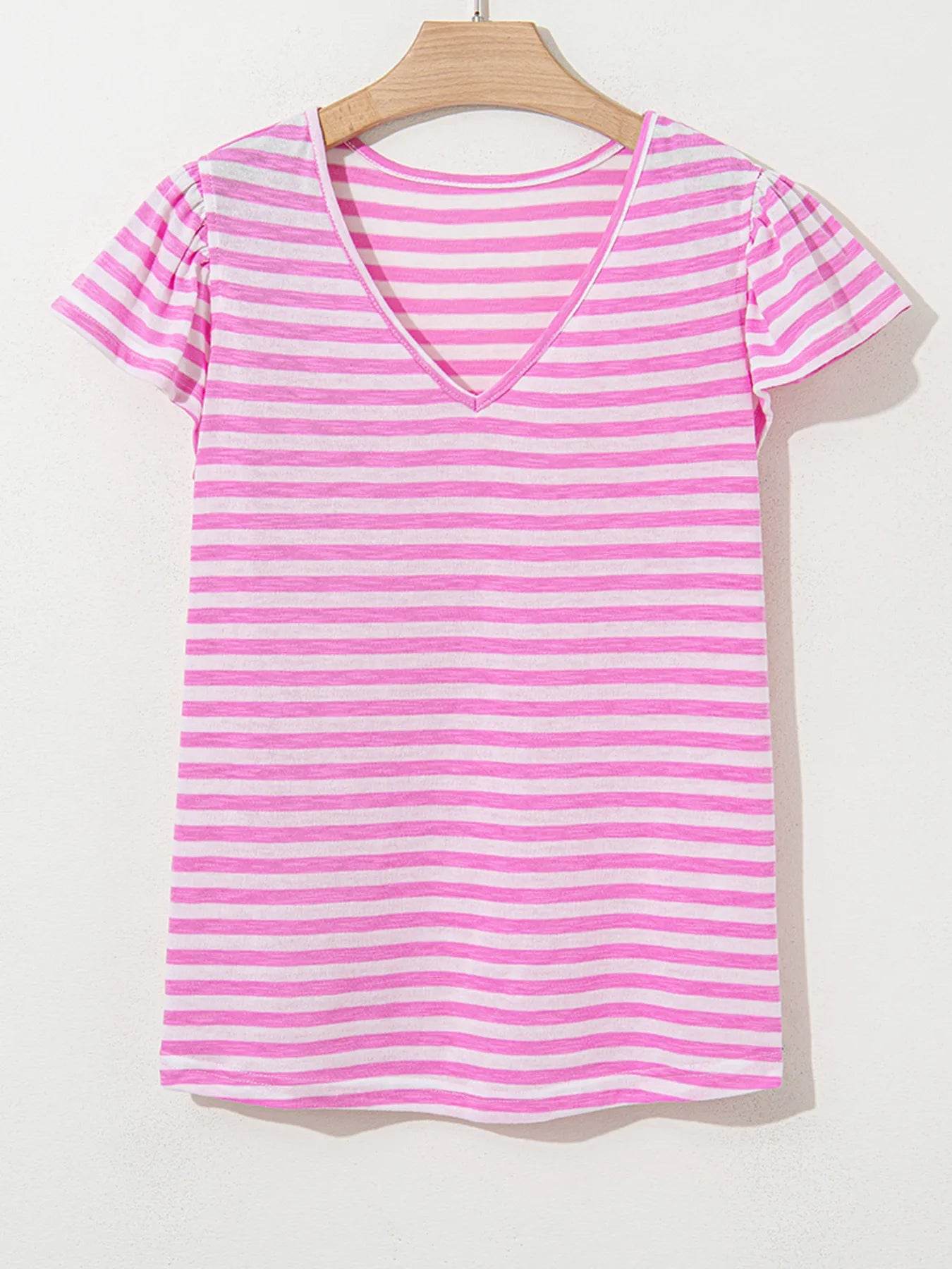 Striped V-Neck T-Shirt Trendsi f6566e13f0914129958432e43f10fde8-Max-Origin