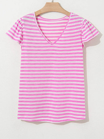 Striped V-Neck T-Shirt Trendsi f6566e13f0914129958432e43f10fde8-Max-Origin