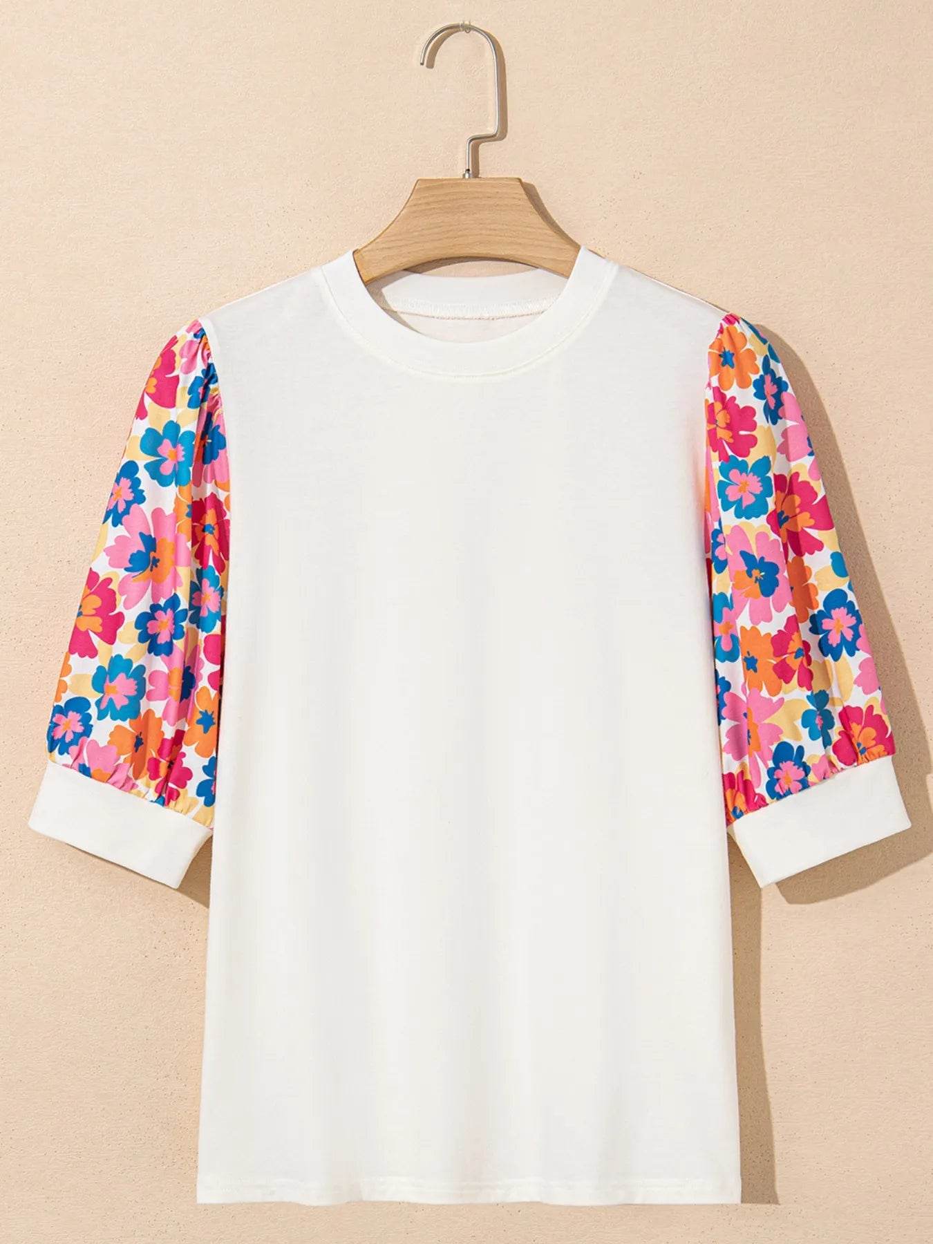 Floral Puff Sleeve Round Neck T-Shirt Trendsi f6671e2b-26e7-42ce-bfd3-d9030b04b88a-Max-Origin