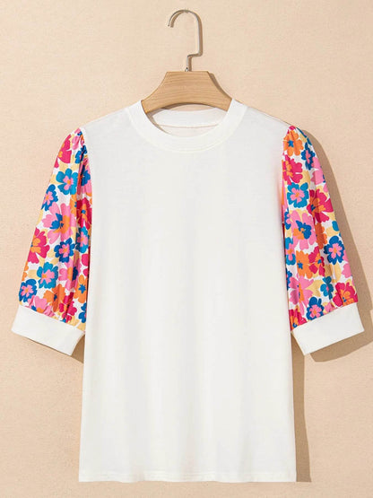 Floral Puff Sleeve Round Neck T-Shirt Trendsi f6671e2b-26e7-42ce-bfd3-d9030b04b88a-Max-Origin