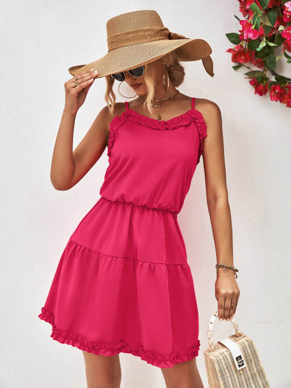 Frill Trim Spaghetti Strap Mini Dress Trendsi f6898412786640e6b943c7f32af03190-Max