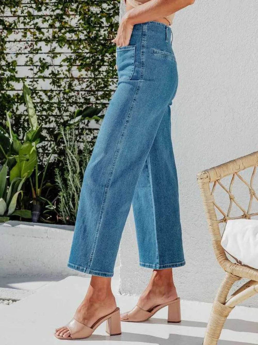 Button Fly Cropped Jeans with Pockets Trendsi f6960c64-f127-40a1-b65c-d44f376a4c5a-Max
