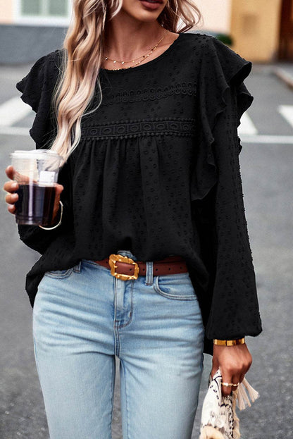 Round Neck Ruffled Blouse Trendsi f69c060d0dc248e3a2340d6afc3ee4df-Max