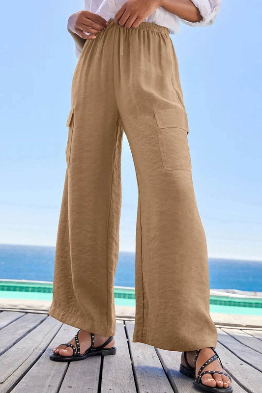 Drawstring Frilled Waist Wide Leg Utility Trousers Khaki Trendsi f6c04d7b-18a3-4079-8d9d-b7291238583a-Max-Origin