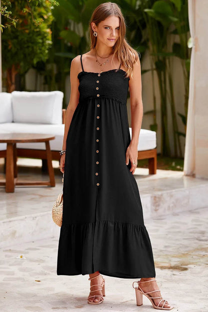 Smocked Spaghetti Strap Ruffle Hem Dress Black Trendsi f6cb2f73-8455-4b79-bd60-7b5b002c33f9-Max