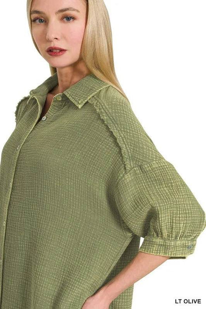 Zenana Washed Double Gauze Button Down Shirt Dress Trendsi f6db91275b70457bb05e48f71e77f849-Max-Origin
