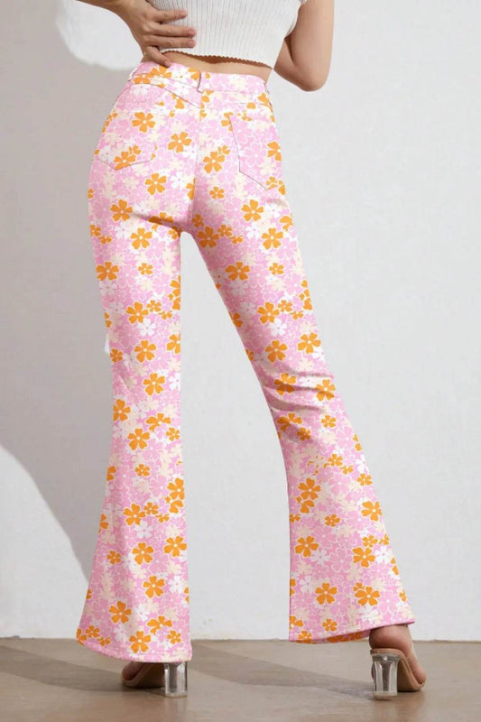 Printed High Waist Flare Pants with Pockets Trendsi f6f6a012-8614-48b3-a295-765b15952fe0-Max
