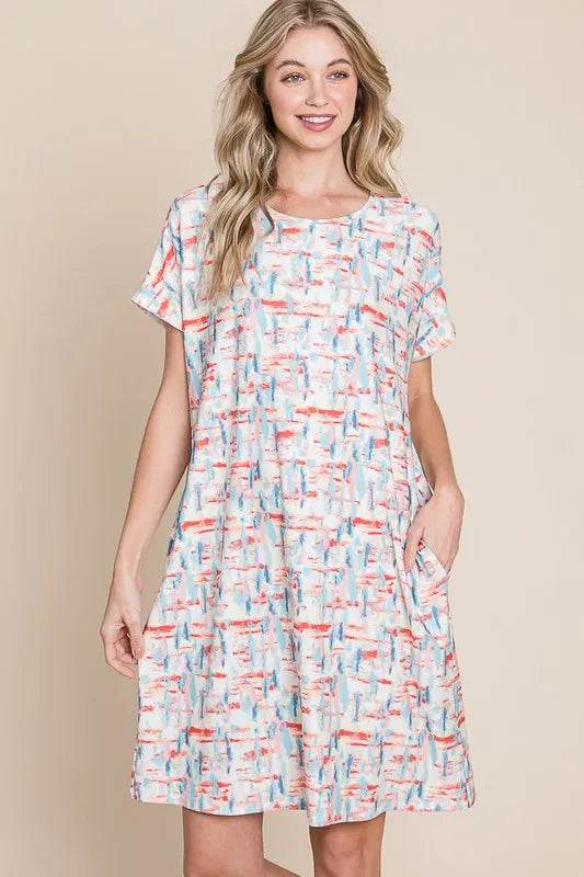 BOMBOM Printed Round Neck Short Sleeve Tee Dress Trendsi f7109f81-bbf2-4374-9f81-6e46a452014c-Max-Origin