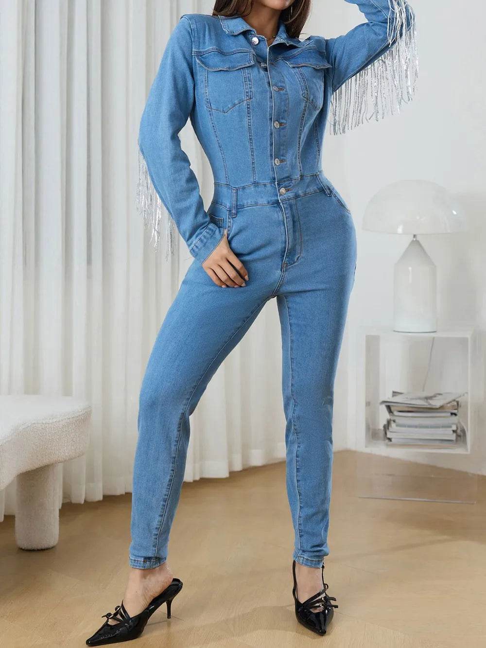 Fringe Half Button Long Sleeve Denim Jumpsuit Trendsi f71c4902-c195-4462-bfe8-4dd96097bf8f-Max