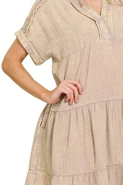Zenana Washed Double Gauze Raw Edge Notched Dress Trendsi f72836ea-c893-4a0d-afd6-5c2c38b9ff30-Max-Origin