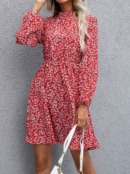 Ivy Lane Floral Mock Neck Long Sleeve Dress Deep Red Trendsi f7365f59ab74455e97fe4fa60880aa8a-Max
