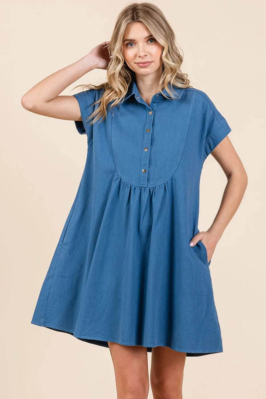 Mittoshop Twill Short Sleeve Collared Mini Dress DENIM Trendsi f73e87e0880c4c059312e574255cf950-Max-Origin