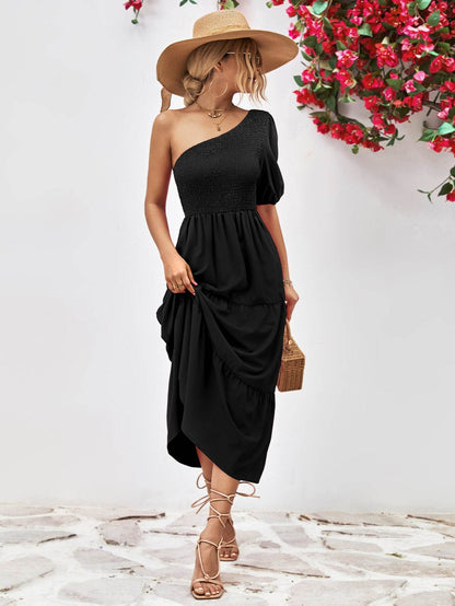 Smocked One-Shoulder Midi Dress Black Trendsi f75c42b593d946e09c869a46c298eae1-Max