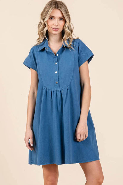 Mittoshop Twill Short Sleeve Collared Mini Dress Trendsi f7649d29e6e54f86985685cb5745c6ff-Max-Origin