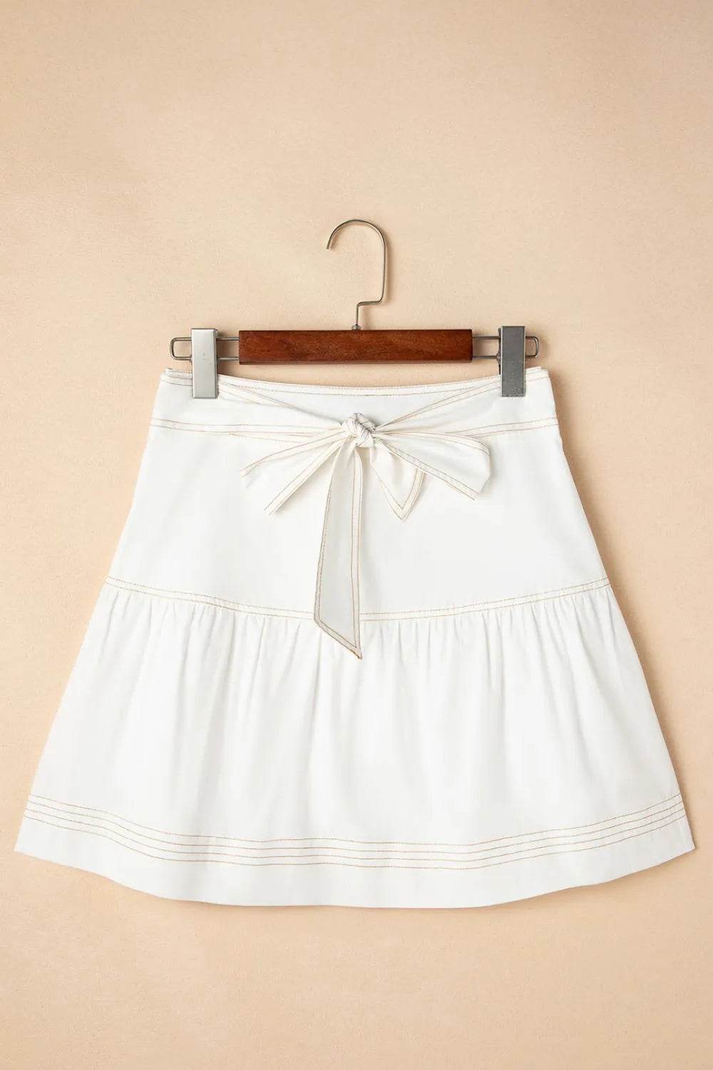 Contrast Stitching Trim Knotted High Waist A-Line Mini Skirt Trendsi f7b48e6c-4d20-4991-8fbe-3bdefe7a0b20-Max