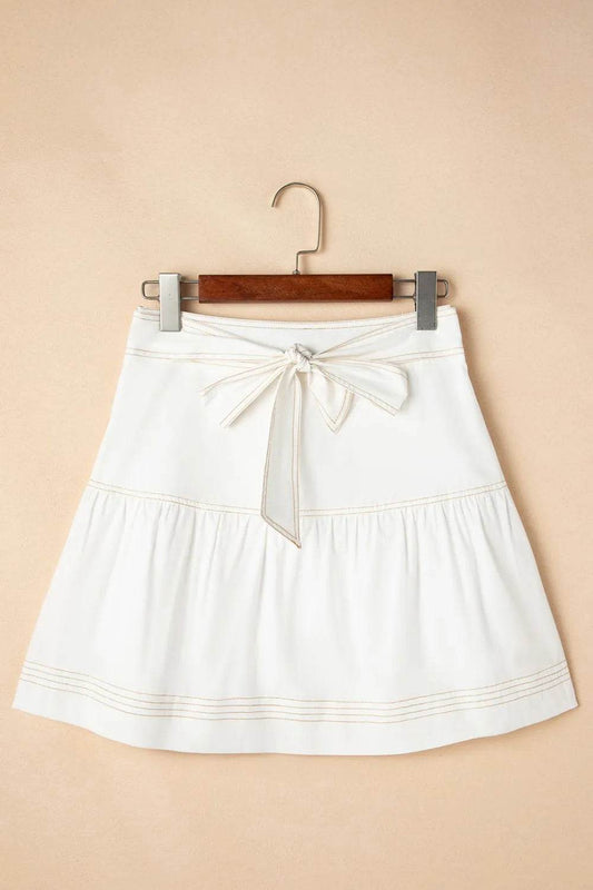 Contrast Stitching Trim Knotted High Waist A-Line Mini Skirt Trendsi f7b48e6c-4d20-4991-8fbe-3bdefe7a0b20-Max