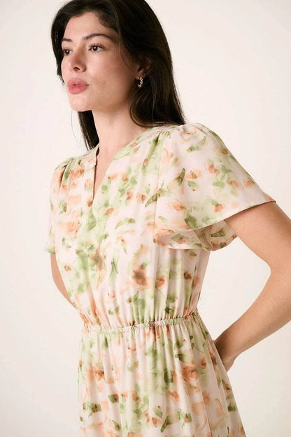 Mittoshop Flower Print Flutter Sleeve V Slit Maxi Dress Trendsi f7b96ee332ef42e7b37161470d50bca7-Max-Origin