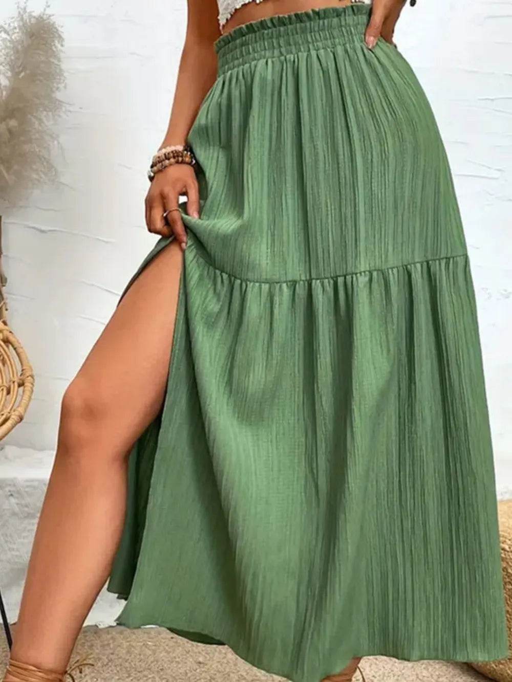 Frill Slit Skirt Trendsi f7df7e52-a114-4009-a9f1-876c05aa61ed-Max