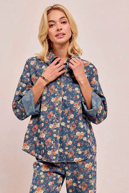 BiBi Washed Floral Print Denim Jacket Trendsi f8103c47182541e48c5c64b5446454d3-Max-Origin