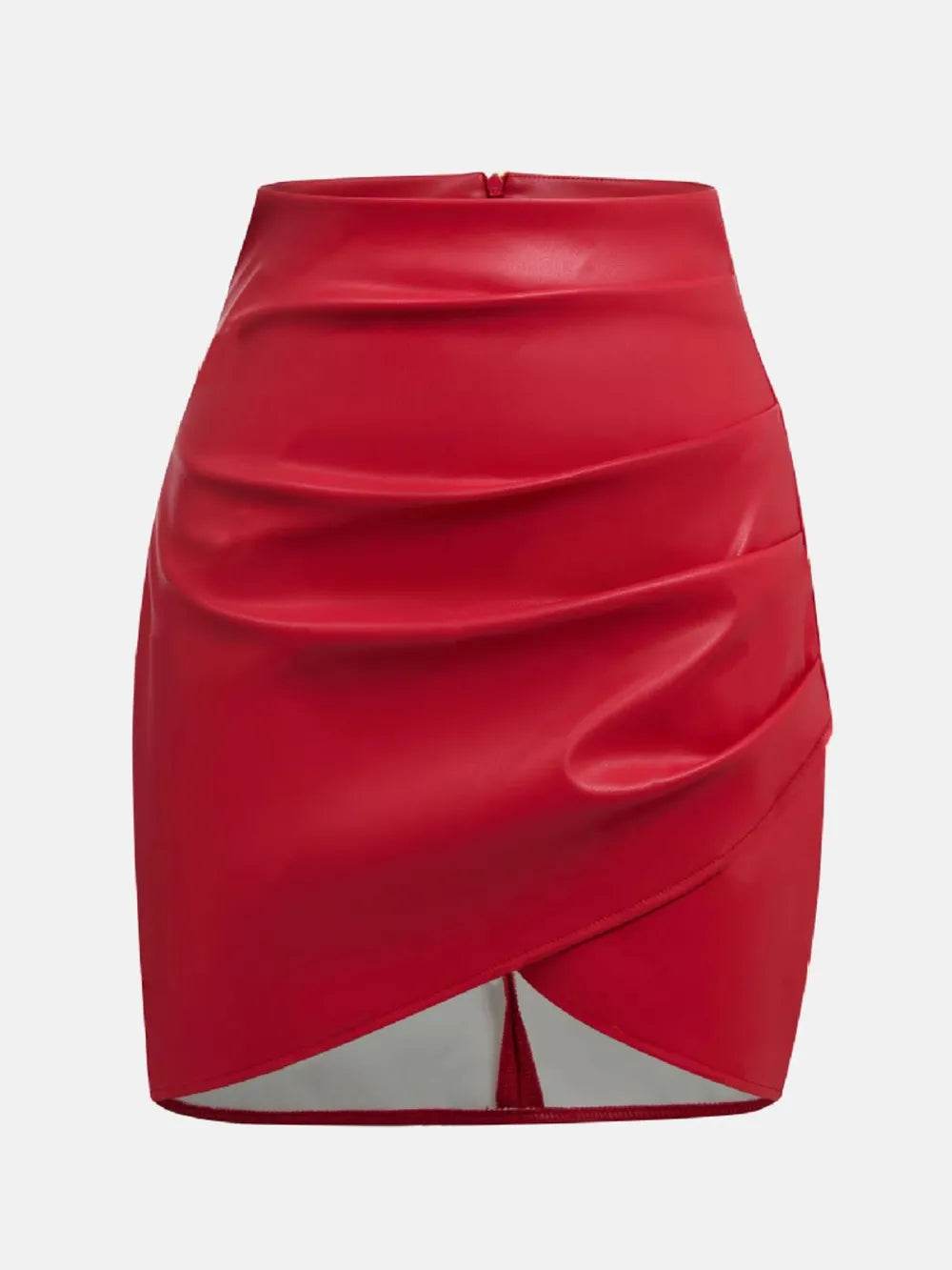 Ruched Asymmetrical Hem Skirt Trendsi f81c2170-f59b-4e9e-b2a7-b915ca7c990a-Max