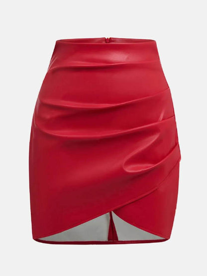 Ruched Asymmetrical Hem Skirt Trendsi f81c2170-f59b-4e9e-b2a7-b915ca7c990a-Max