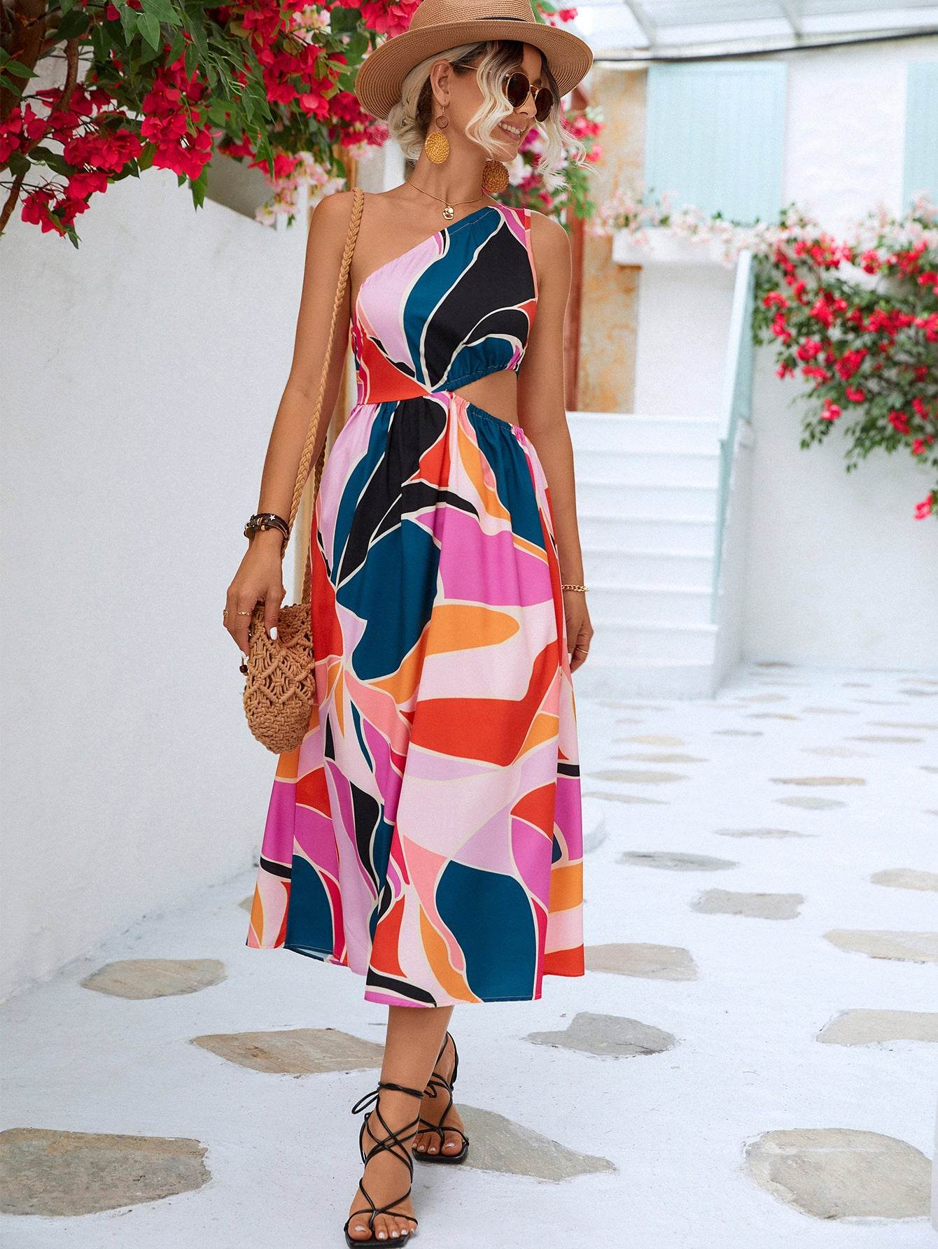 Printed Cutout One-Shoulder Sleeveless Dress Purple Trendsi f82ccf9491bc4bdc8f5cb28caec82859-Max