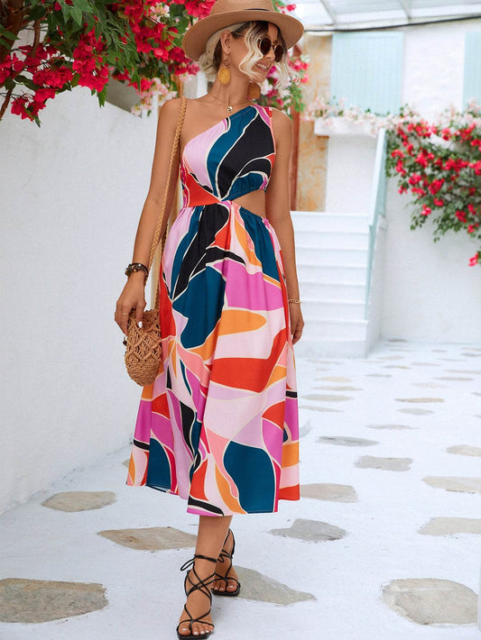 Printed Cutout One-Shoulder Sleeveless Dress Purple Trendsi f82ccf9491bc4bdc8f5cb28caec82859-Max