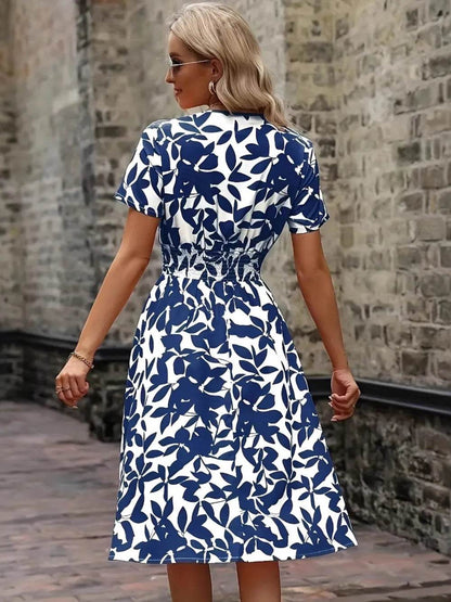 Printed Smocked Surplice Short Sleeve Dress Trendsi f82fc465-0124-462e-8d18-29ca3525fdda-Max