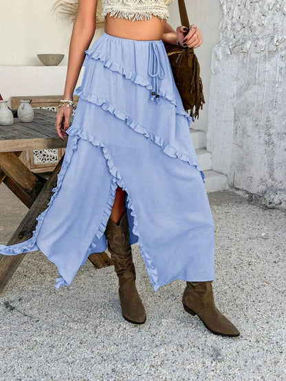 Devine Slit Drawstring Ruffled Skirt Trendsi f83e7194-7cfd-4da1-860c-7aedc24b76d8-Max