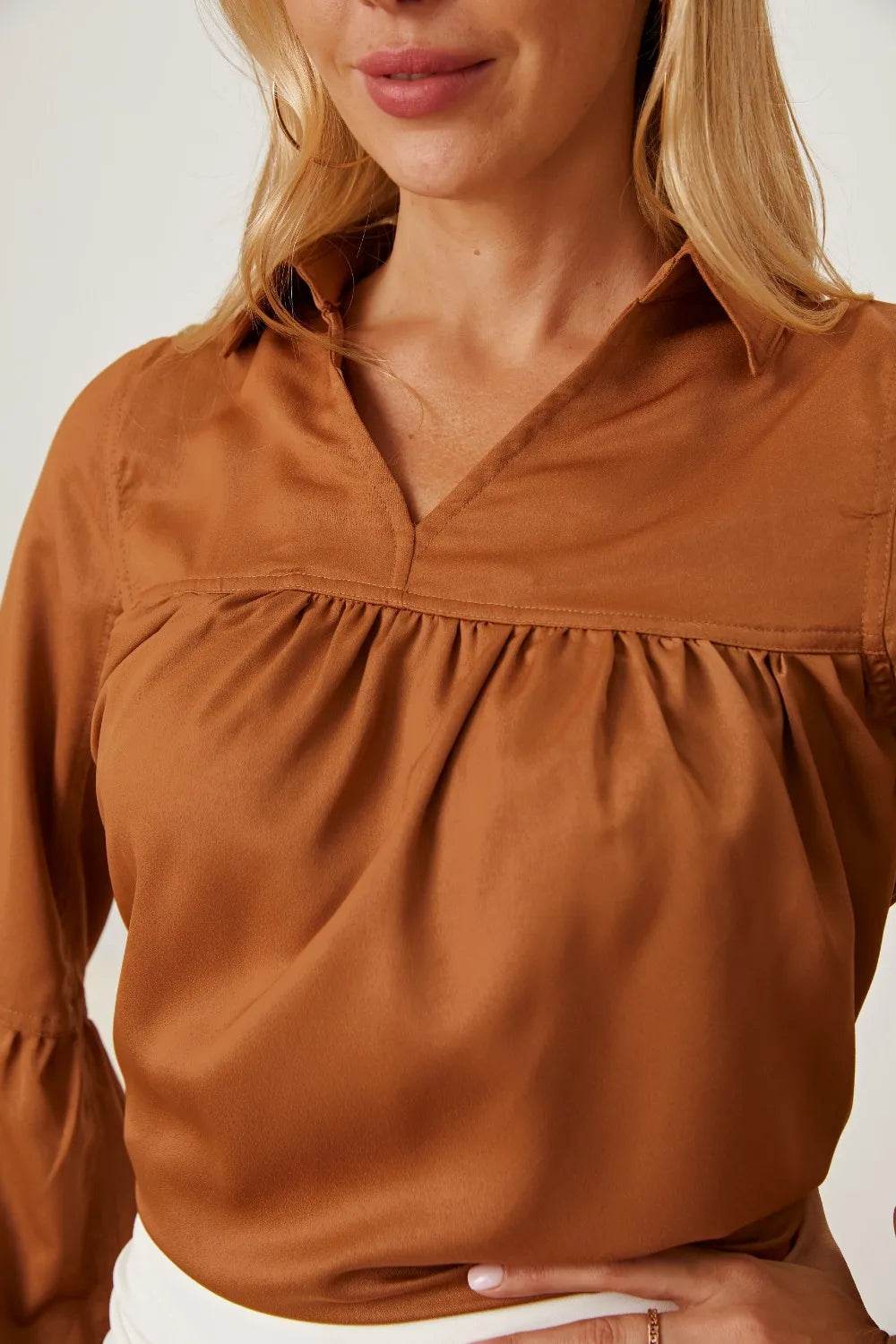 Balloon Sleeve Collared Neck Blouse Trendsi f83f94ce-23f4-49a9-b3c0-f135611bf191-Max