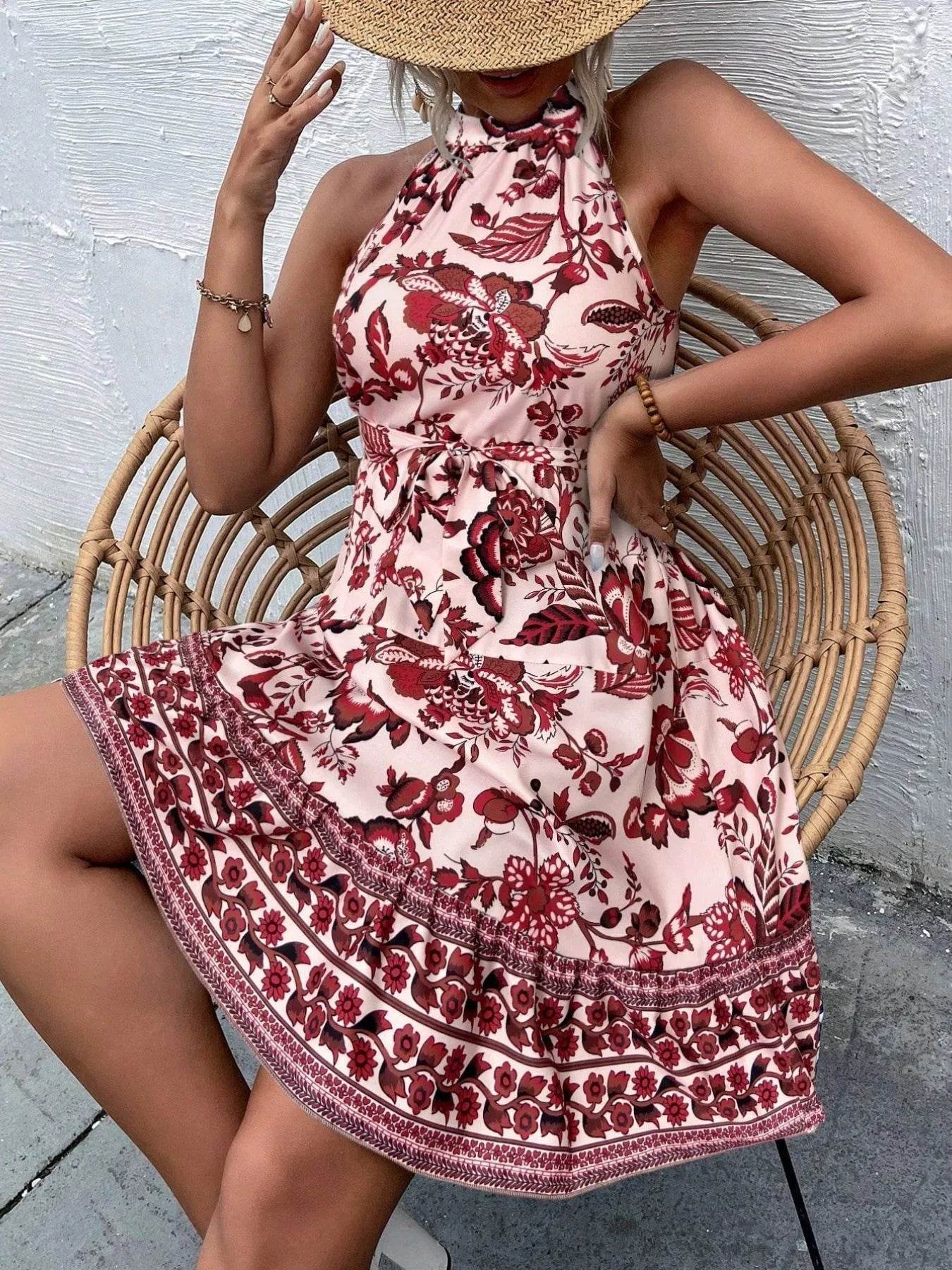 Floral Halter Neck Summer Dress with Belt Trendsi f86574b8-5a12-4e30-91c1-e296e28180f3-Max-Origin