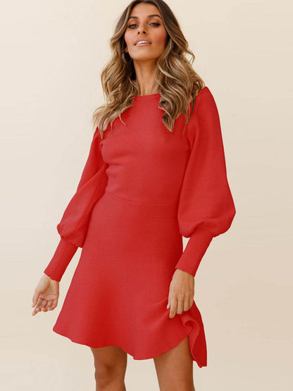 Round Neck Lantern Sleeve Sweater Dress Deep Red Trendsi f879f6b04e254cb983cbb6c583fae5b1-Max