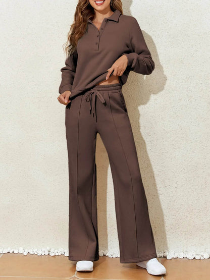 Collared Sweatshirt and High Waist Pants Active Set Brown Trendsi f87f9b5e-da3c-474e-b378-57744da33421-Max-Origin